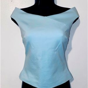Ted Baker Teimah Bardot Top Size 0 Pale Blue